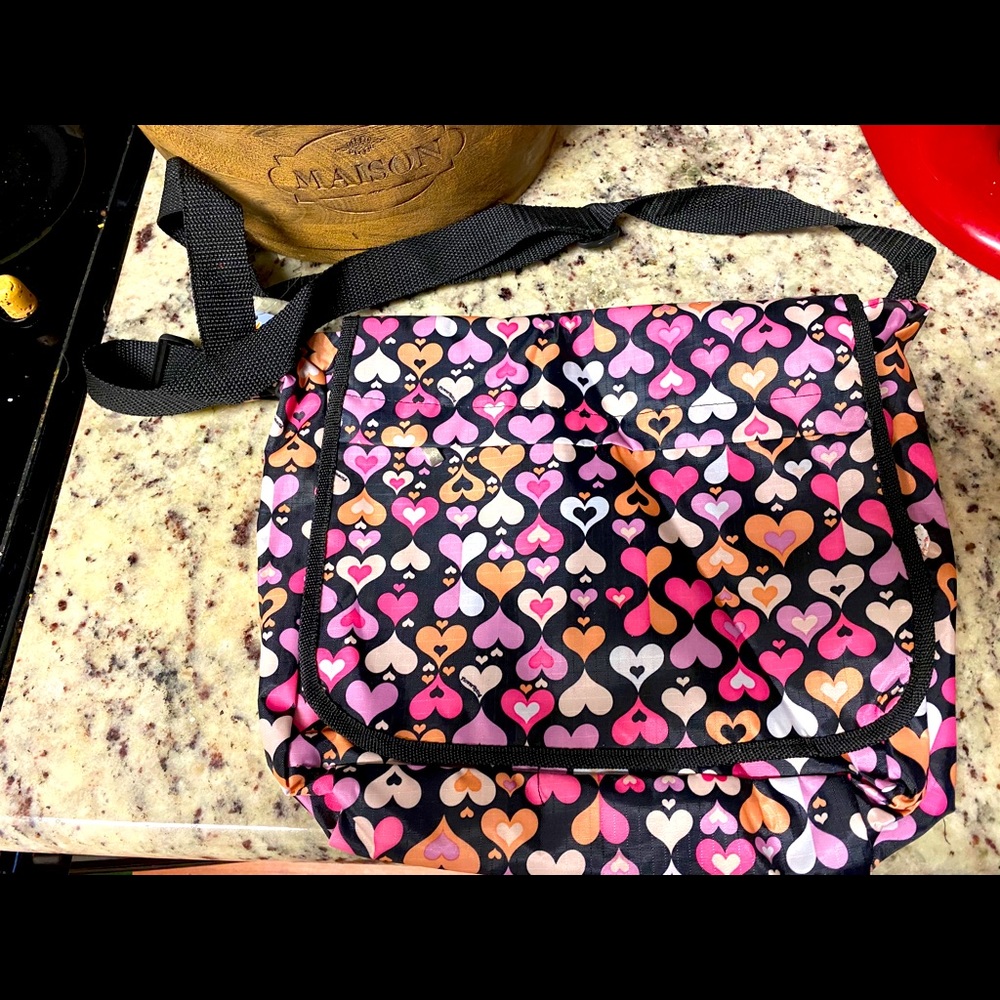 DARLING BAG W/ HEART PRINT PINK/BLACK